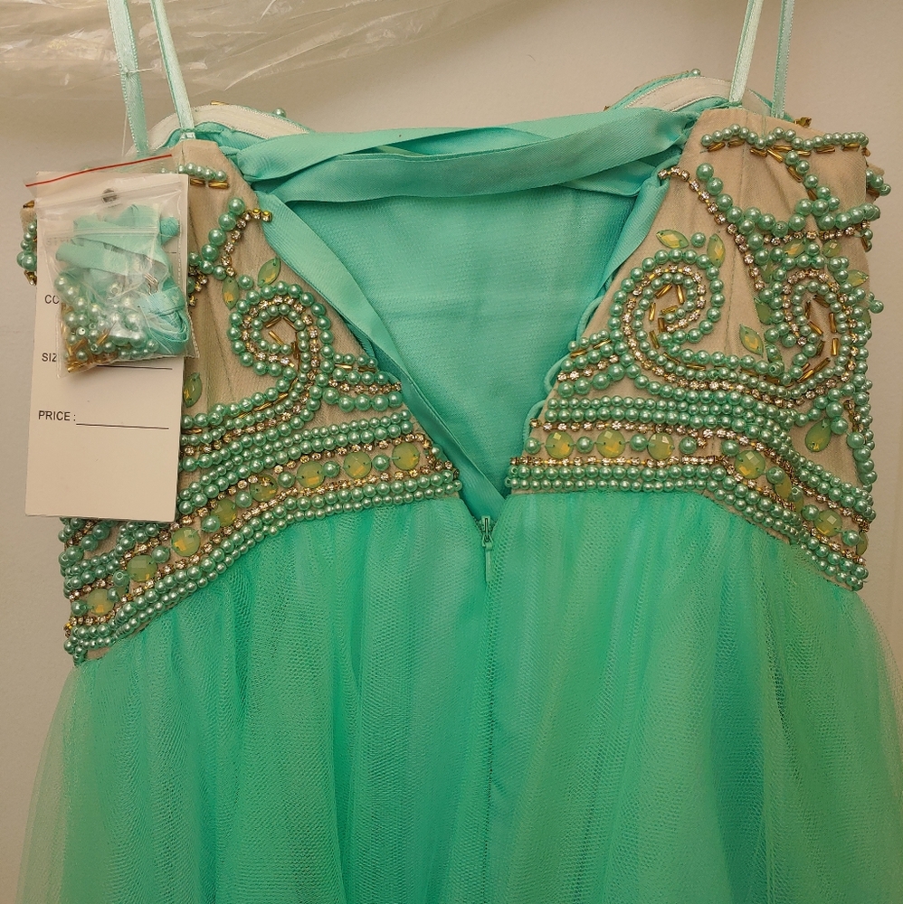 Strapless mint ballgown size 4 - Picture 7 of 8
